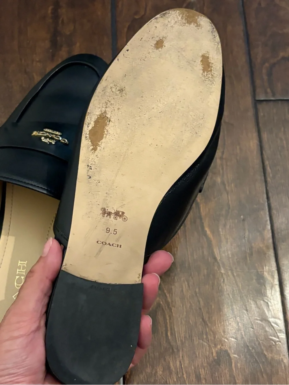 Coach Black Leather Samie slide